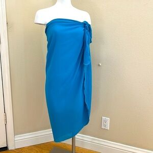 Sarong One Size Fits Most Turquoise Blue OS Rayon Beach Cover Up